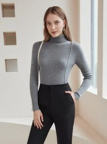 MOTF PREMIUM 100% CASHMERE SEAM DESIGN JUMPER - Grey - View 6