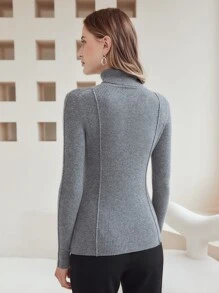 MOTF PREMIUM 100% CASHMERE SEAM DESIGN JUMPER - Grey - View 7