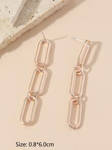 Chain Design Drop Earrings - Rose Gold - View 3