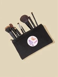 Butterfly Print Makeup Bag - Black - View 5