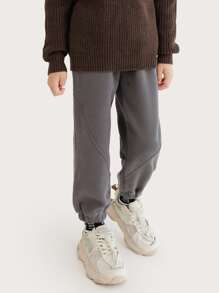 Niños Pantalones deportivos unicolor - Gris Oscuro - Ver 1