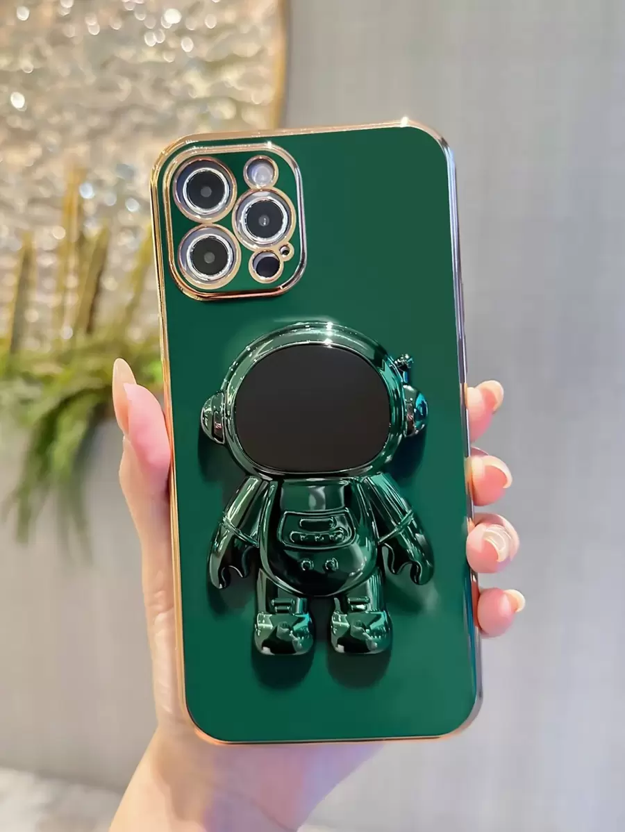 Phone Case With Astronaut Design Phone Holder - Dark Green - View 1