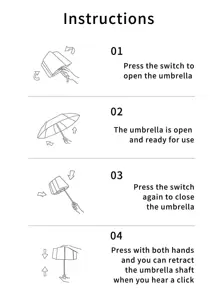 1入組千鳥格和字母圖案自動雨傘 - 黑與白 - 查看 5