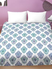 3入組多色印花藏藍底花卉圖案帶蕾絲邊床上用品套裝 - 彩色 - 查看 7