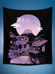 ROMWE Anime Tapiz con patrón de edificio - Multicolor - Ver 1