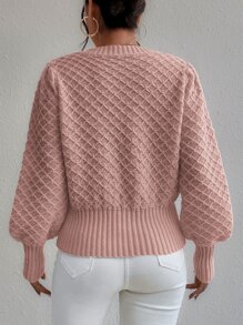 SHEIN Essnce 菱形針織燈籠袖套頭毛衣