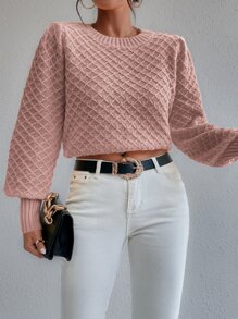 SHEIN Essnce 菱形針織燈籠袖套頭毛衣