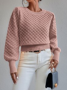 SHEIN Essnce 菱形針織燈籠袖套頭毛衣