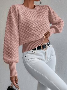 SHEIN Essnce 菱形針織燈籠袖套頭毛衣