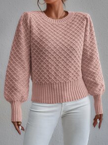 SHEIN Essnce 菱形針織燈籠袖套頭毛衣