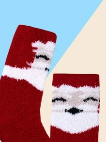 1 Pair Of Men's Half-velvet Santa Socks - Multicolor - View 3