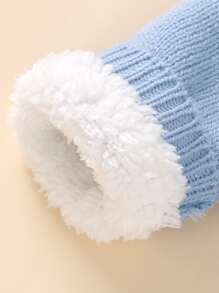 嬰兒毛絨內襯連帽麻花編織連身褲