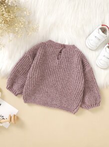 Suéter De Punto Acanalado Con Hombro Caído Para Bebé Niña - Púrpura malva - Ver 2
