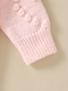 Baby Heart Pattern Keyhole Back Jumper - Pink - View 3