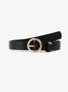 Kids Round Buckle Belt - Black - View 1