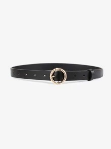 Kids Round Buckle Belt - Black - View 2