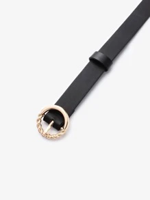 Kids Round Buckle Belt - Black - View 3