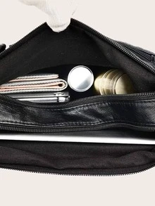 Studded Decor Hobo Bag - Black - View 5