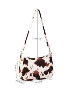 带零钱包的奶牛印花单肩包，母亲节送给妈妈的礼物 - 彩色 - 查看 4