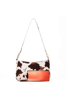 带零钱包的奶牛印花单肩包，母亲节送给妈妈的礼物 - 彩色 - 查看 7