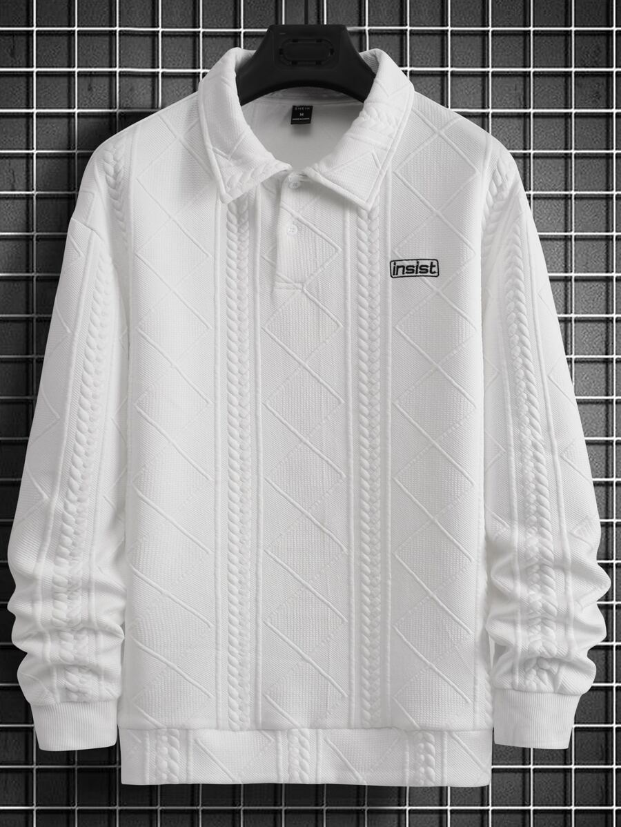 Manfinity Loose Fit Men's Polo Shirt With Letter Embroidery - White - View 1