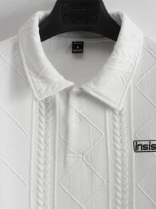 Manfinity Loose Fit Men's Polo Shirt With Letter Embroidery - White - View 3