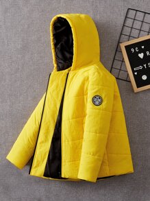 SHEIN Tween 男童贴花连帽棉服