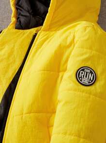 SHEIN Tween 男童贴花连帽棉服