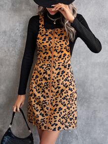 Allover Print Pinafore Dress & Tee without necklace - Multicolor - View 6