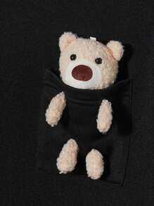 Manfinity RebelGame Áo hoodie dài tay thường ngày họa tiết gấu Relaxed-Fit dành cho nam - màu đen - Xem 3