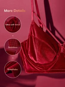 LUVLETTE Lingerie Lightly Lined Full Coverage Longline Bra - Burgundy - View 4