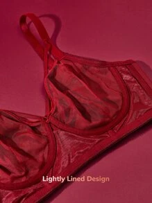 LUVLETTE Lingerie Lightly Lined Full Coverage Longline Bra - Burgundy - View 5