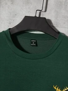Manfinity Men Deer Print Tee - Dark Green - View 4