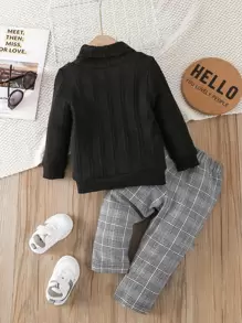 嬰兒男童高領運動衫和格子褲 - 彩色 - 查看 2