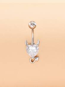 1 Đá Cubic Zirconia Trái Tim Trang Trí Rốn Bụng Vòng Đồng Phổ Biến Xuyên Cơ Thể Món Quà Trang Sức Cho Nữ & Nam trang Sức Đồng - Bạc - Xem 1