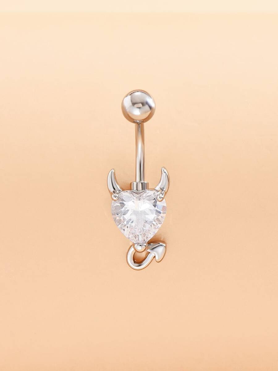 1 Đá Cubic Zirconia Trái Tim Trang Trí Rốn Bụng Vòng Đồng Phổ Biến Xuyên Cơ Thể Món Quà Trang Sức Cho Nữ & Nam trang Sức Đồng - Bạc - Xem 1