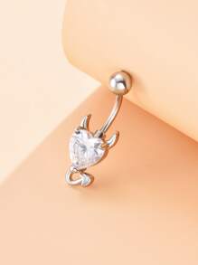 1 Đá Cubic Zirconia Trái Tim Trang Trí Rốn Bụng Vòng Đồng Phổ Biến Xuyên Cơ Thể Món Quà Trang Sức Cho Nữ & Nam trang Sức Đồng - Bạc - Xem 2