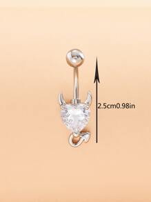 1 Đá Cubic Zirconia Trái Tim Trang Trí Rốn Bụng Vòng Đồng Phổ Biến Xuyên Cơ Thể Món Quà Trang Sức Cho Nữ & Nam trang Sức Đồng - Bạc - Xem 3