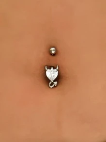 1 Đá Cubic Zirconia Trái Tim Trang Trí Rốn Bụng Vòng Đồng Phổ Biến Xuyên Cơ Thể Món Quà Trang Sức Cho Nữ & Nam trang Sức Đồng - Bạc - Xem 4