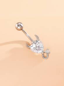 1 Đá Cubic Zirconia Trái Tim Trang Trí Rốn Bụng Vòng Đồng Phổ Biến Xuyên Cơ Thể Món Quà Trang Sức Cho Nữ & Nam trang Sức Đồng - Bạc - Xem 5