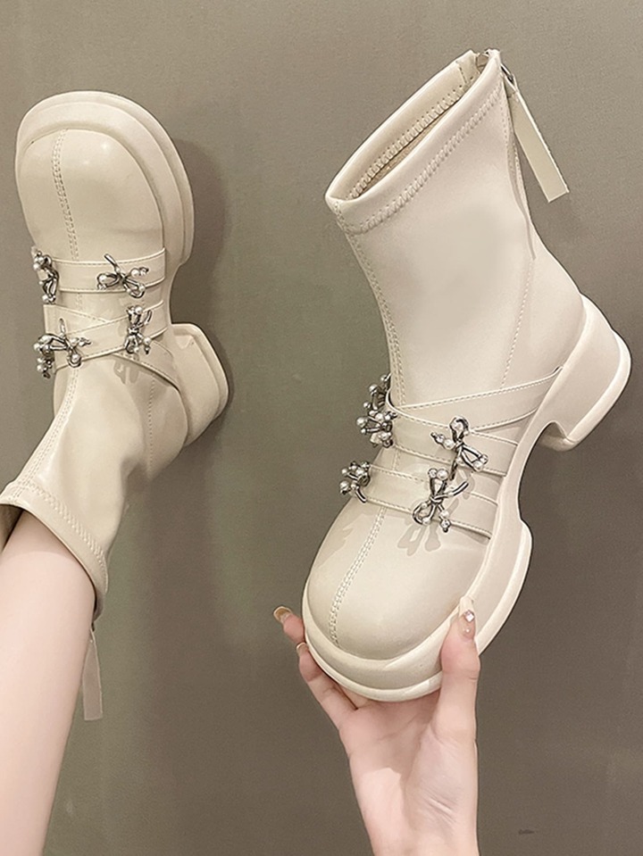 pearl zipper boots