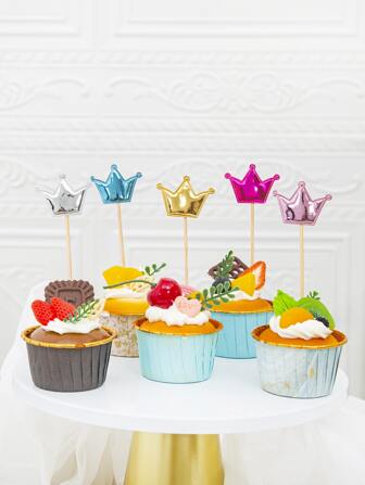 10szt. Topper na tort urodzinowy z koroną