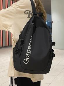 多功能經典款女士大容量背包 - 黑色 - 查看 2