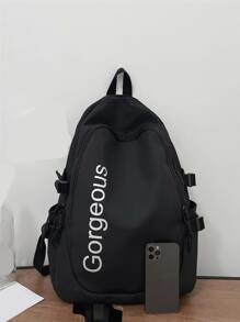 多功能經典款女士大容量背包 - 黑色 - 查看 6