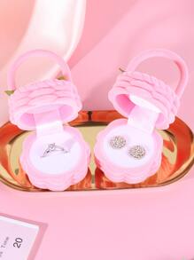 1pc New Cute Floral Basket Shaped Engagement Ring Box Wedding Jewelry Case - Pink - View 3
