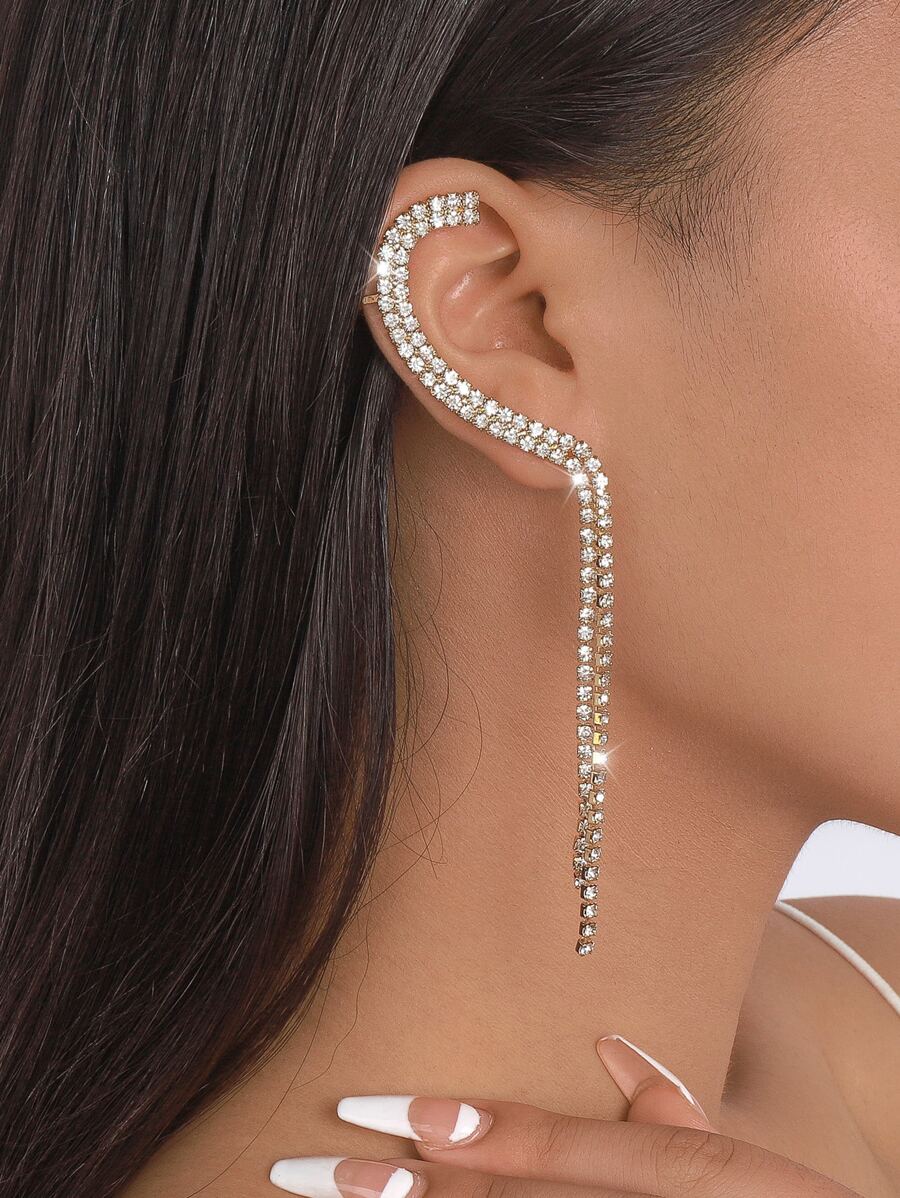 1 pieza Arete con diseño de diamante de imitación - Amarillo Oro - Ver 1