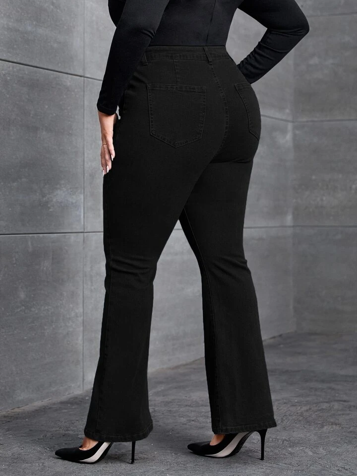 high waist slant pocket raw hem flare leg jeans