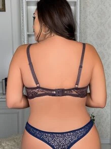 Sujetador con encaje en contraste con aro - Marrón Chocolate - Ver 2