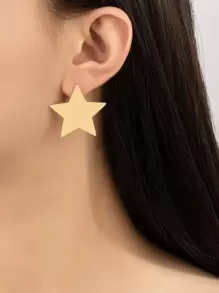 星形設計耳釘 - 金黃色 - 查看 1