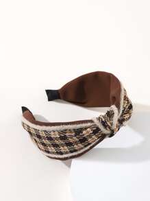 Plaid Pattern Knot Decor Headband - Multicolor - View 1